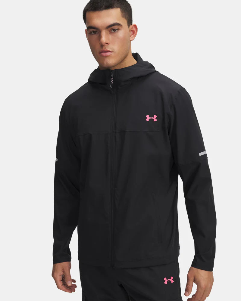 Under Armour - Coupe-vent extensible tissé - Noir/Rose vif