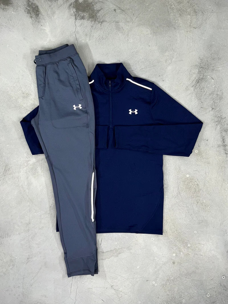 Under Armour - Ensemble demi-zippé survêtement tissé - Gris/Bleu marine